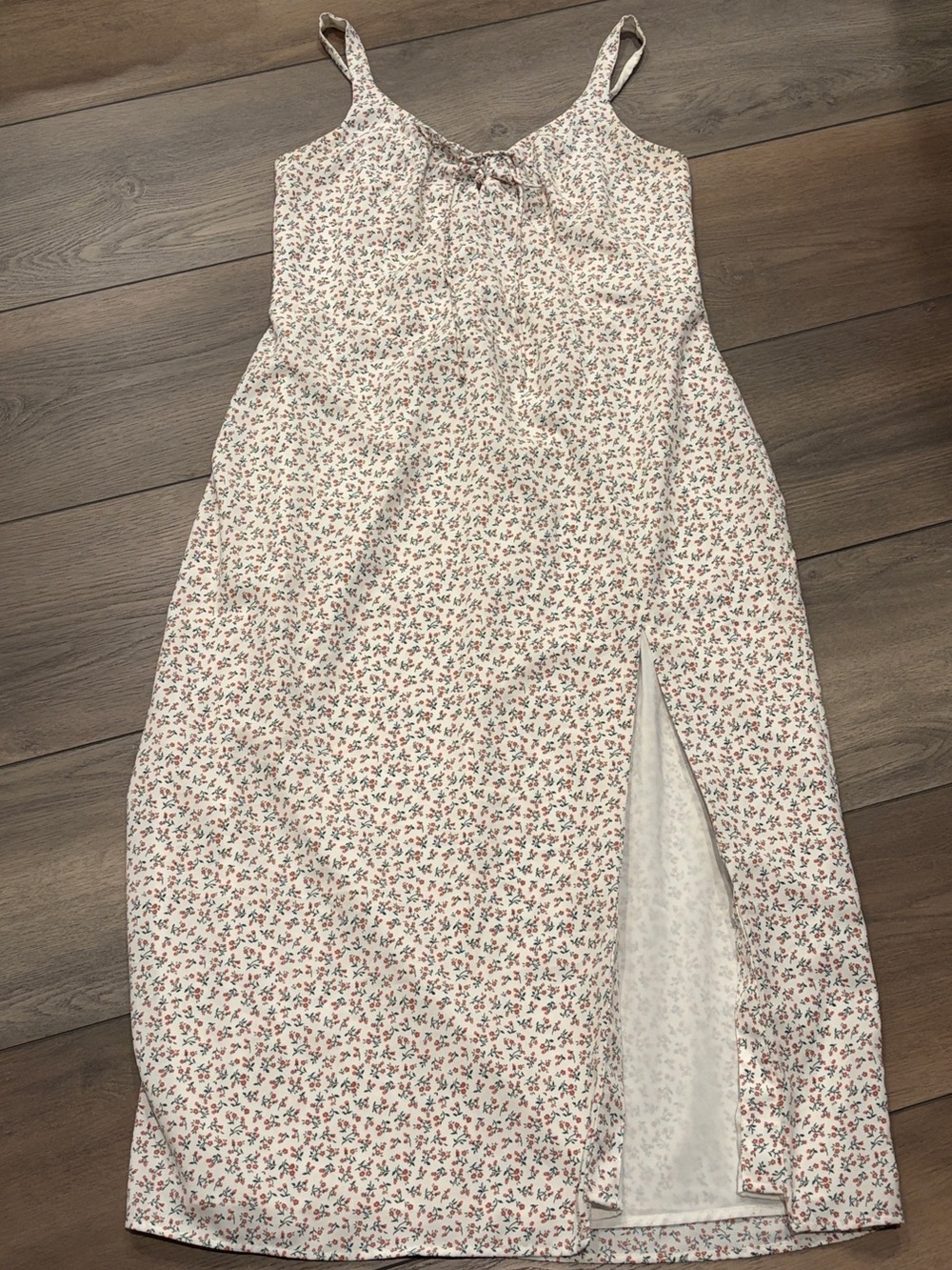 Abercrombie & Fitch Cream Midi Dress with Pink & Green Floral Print